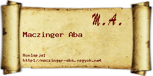 Maczinger Aba névjegykártya